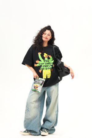 Vintage American Graphic Print Short Sleeve T-Shirt for Women - Trendy Summer Style, 90s Inspired Fashion Top