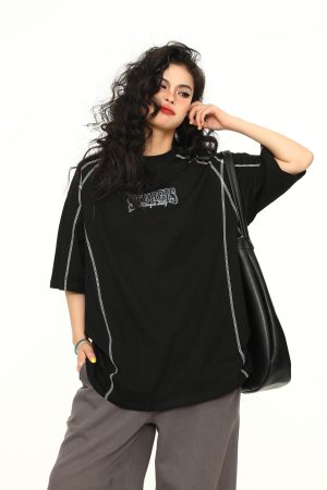 Vintage American High-End Unisex Loose Fit Short Sleeve T-Shirt - Versatile Couple Top for 90s and Y2K Style Enthusiasts