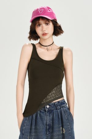 Vintage American Lace Hollow Two-Piece Vest for Women - Slim Fit Summer Top, Versatile Style for Girly Looks