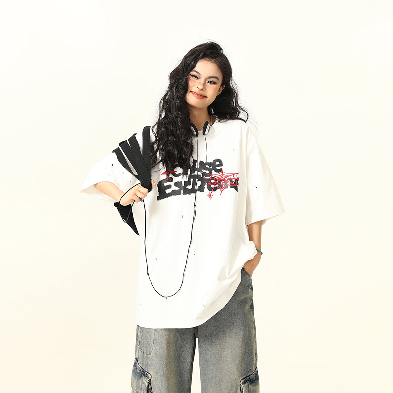 Vintage American Letter Print Heavyweight Unisex Short Sleeve T-Shirt - Versatile 90s Style Loose Fit Round Neck Tee Vintage American Letter Print Heavyweight Unisex Short Sleeve T-Shirt - Versatile 90s Style Loose Fit Round Neck Tee