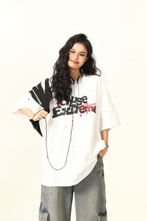 Vintage American Letter Print Heavyweight Unisex Short Sleeve T-Shirt - Versatile 90s Style Loose Fit Round Neck Tee