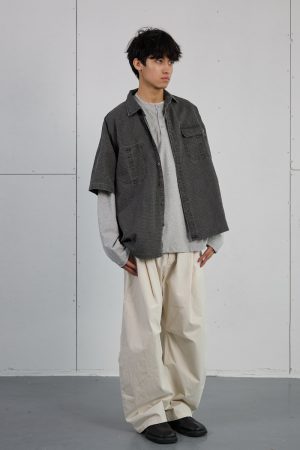 Vintage American Plaid Short-Sleeve Shirt for Men - Retro Workwear Style, Washed Summer Essential 2025