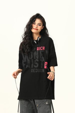 Vintage American Street Letter Print Short Sleeve T-Shirt for Men and Women - Summer Cotton Couple Top, Y2K Style