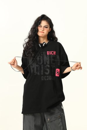 Vintage American Street Letter Print Short Sleeve T-Shirt for Men and Women - Summer Cotton Couple Top, Y2K Style