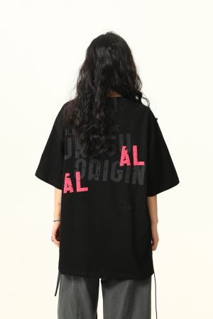 Vintage American Street Letter Print Short Sleeve T-Shirt for Men and Women - Summer Cotton Couple Top, Y2K Style