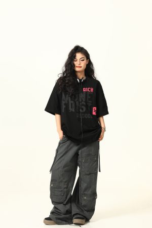 Vintage American Street Letter Print Short Sleeve T-Shirt for Men and Women - Summer Cotton Couple Top, Y2K Style