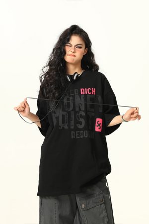 Vintage American Street Letter Print Short Sleeve T-Shirt for Men and Women - Summer Cotton Couple Top, Y2K Style