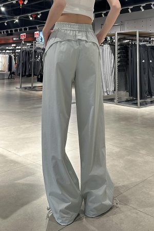 Vintage American-Style Cargo Pants for Women - Loose-Fitting Tapered Wide-Leg Design with Elastic Waist - Casual Versatile Sportswear