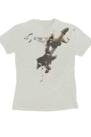 Vintage American Style Guitar Print T-Shirt for Women - Slim Fit Short Sleeve Summer Top, Trendy High Street Fashion