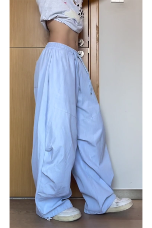 Vintage American-Style Striped Wide-Leg Work Pants for Women - Draped Loose Jazz Dance Casual Trousers, 2025 Fashion Trend