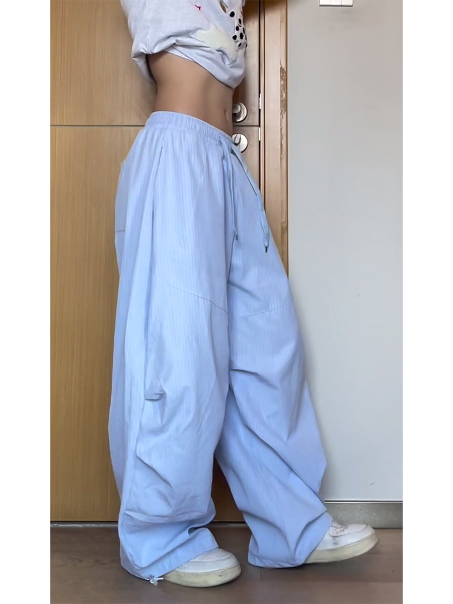 Vintage American-Style Striped Wide-Leg Work Pants for Women - Draped Loose Jazz Dance Casual Trousers, 2025 Fashion Trend Vintage American-Style Striped Wide-Leg Work Pants for Women - Draped Loose Jazz Dance Casual Trousers, 2025 Fashion Trend