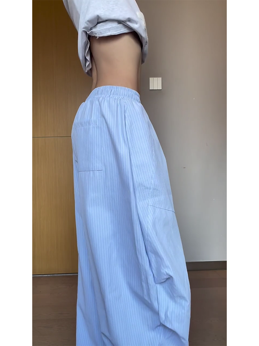 Vintage American-Style Striped Wide-Leg Work Pants for Women - Draped Loose Jazz Dance Casual Trousers, 2025 Fashion Trend Vintage American-Style Striped Wide-Leg Work Pants for Women - Draped Loose Jazz Dance Casual Trousers, 2025 Fashion Trend