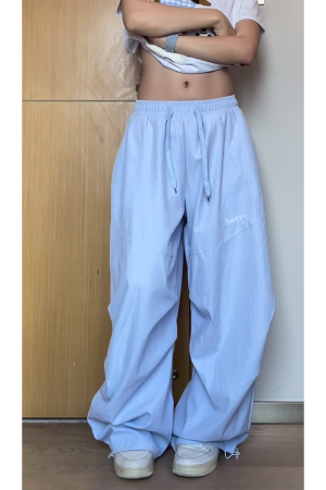 Vintage American-Style Striped Wide-Leg Work Pants for Women - Draped Loose Jazz Dance Casual Trousers, 2025 Fashion Trend