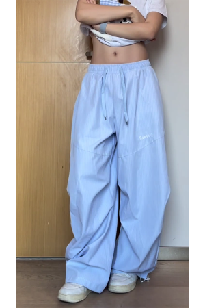 Vintage American-Style Striped Wide-Leg Work Pants for Women - Draped Loose Jazz Dance Casual Trousers, 2025 Fashion Trend