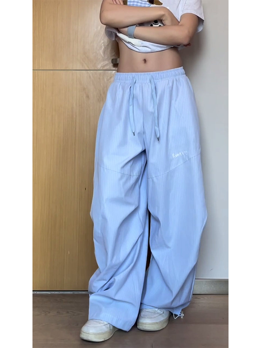 Vintage American-Style Striped Wide-Leg Work Pants for Women - Draped Loose Jazz Dance Casual Trousers, 2025 Fashion Trend Vintage American-Style Striped Wide-Leg Work Pants for Women - Draped Loose Jazz Dance Casual Trousers, 2025 Fashion Trend