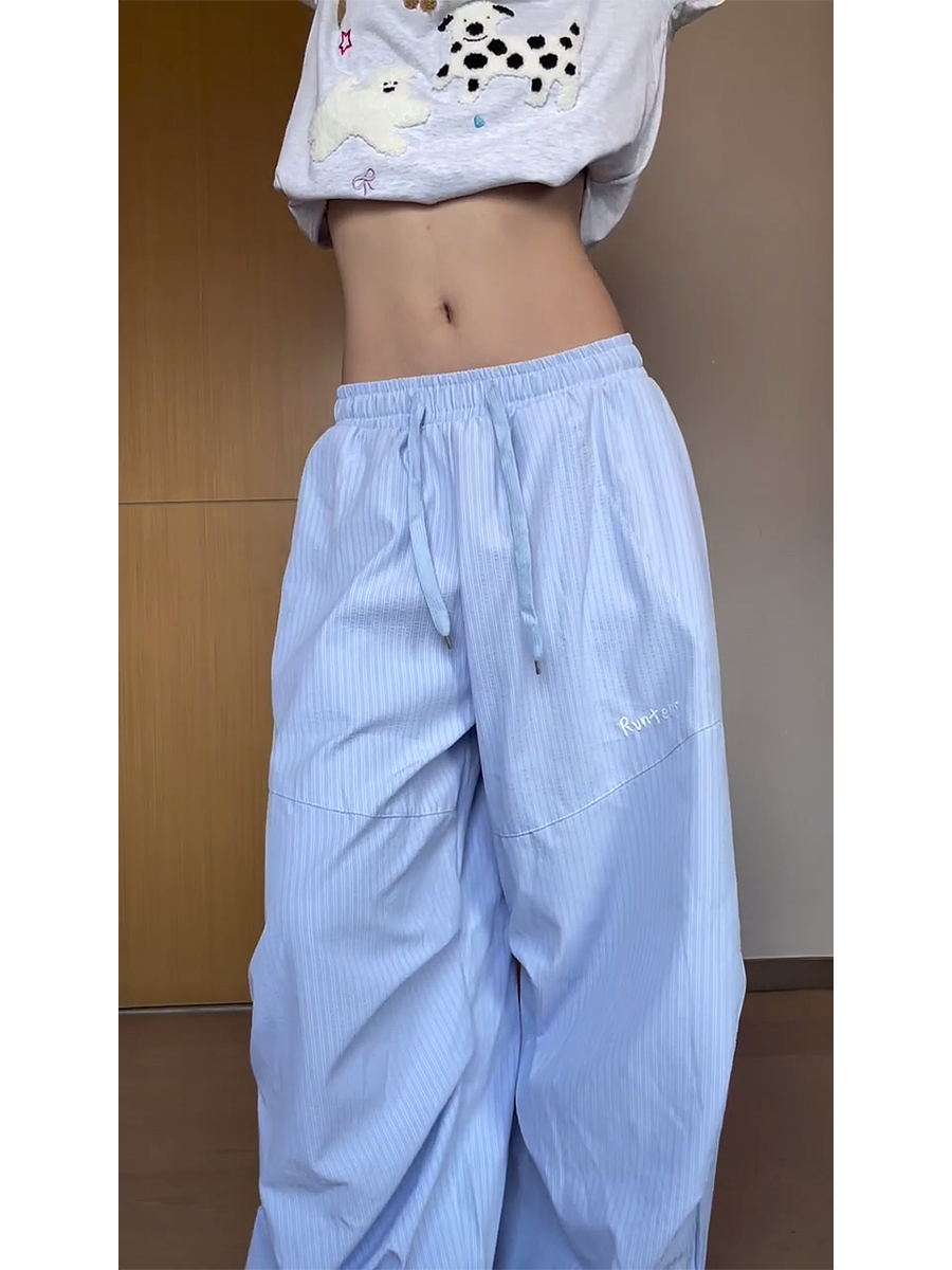 Vintage American-Style Striped Wide-Leg Work Pants for Women - Draped Loose Jazz Dance Casual Trousers, 2025 Fashion Trend Vintage American-Style Striped Wide-Leg Work Pants for Women - Draped Loose Jazz Dance Casual Trousers, 2025 Fashion Trend