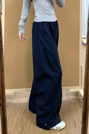 Vintage American-Style Wide-Leg Work Pants for Women - Thin, Loose Casual Summer Straight-Leg Sports Trousers
