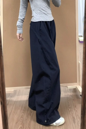 Vintage American-Style Wide-Leg Work Pants for Women, Loose Fit Summer Straight-Leg Casual Sports Trousers