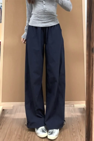 Vintage American-Style Wide-Leg Work Pants for Women, Loose Fit Summer Straight-Leg Casual Sports Trousers