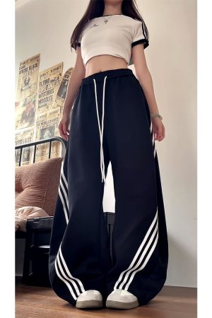 Vintage American Wide-Leg Work Pants, Loose Fit Draping Casual Sports Pants, Trendy Curved Blade Design, 90s Inspired Style