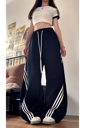 Vintage American Wide-Leg Work Pants, Loose Fit Draping Casual Sports Pants, Trendy Curved Blade Design, 90s Inspired Style