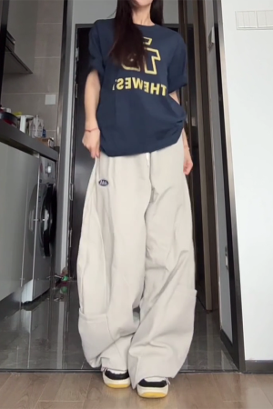 Vintage American Work Pants for Women - Loose Wide-Leg Hip Hop Jazz Dance Casual Sports Pants