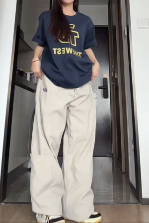 Vintage American Work Pants for Women - Loose Wide-Leg Hip Hop Jazz Dance Casual Sports Pants