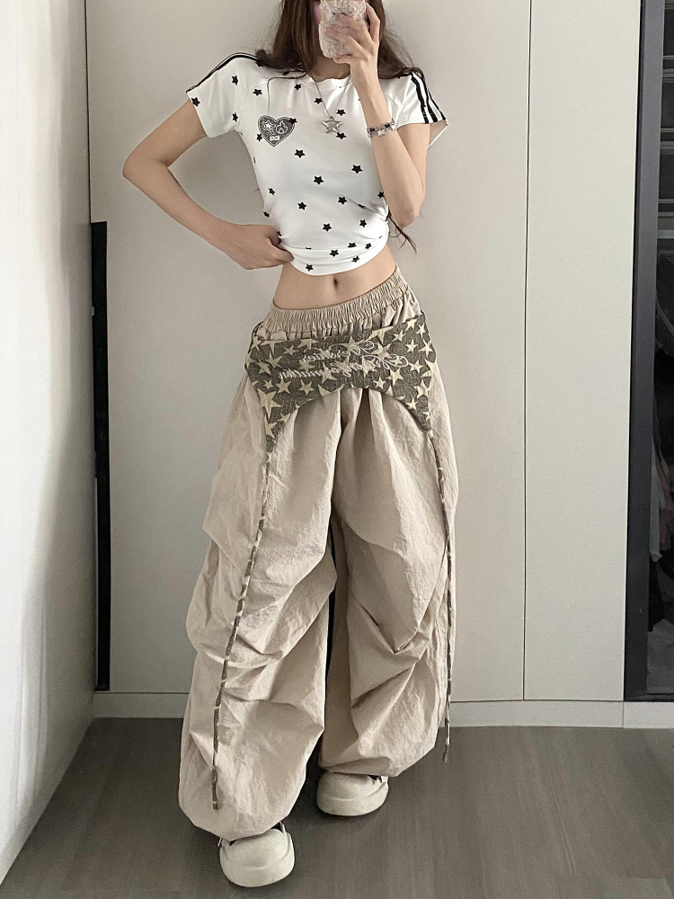 Vintage American Work Pants for Women - Loose Wide-Leg Jazz Dance Casual Sports Trousers with Street Vibe, Floor-Length Style Vintage American Work Pants for Women - Loose Wide-Leg Jazz Dance Casual Sports Trousers with Street Vibe, Floor-Length Style