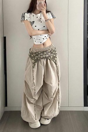 Vintage American Work Pants for Women - Loose Wide-Leg Jazz Dance Casual Sports Trousers with Street Vibe, Floor-Length Style