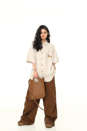 Vintage American Work Short Sleeve Shirt for Men and Women - Versatile Loose Fit Summer Casual Shirt