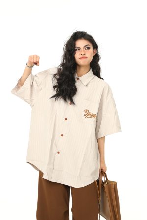 Vintage American Work Short Sleeve Shirt for Men and Women - Versatile Loose Fit Summer Casual Shirt