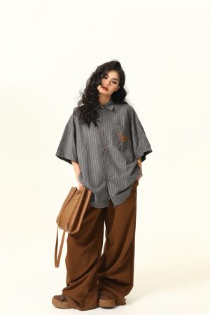 Vintage American Work Short Sleeve Shirt for Men and Women - Versatile Loose Fit Summer Casual Shirt