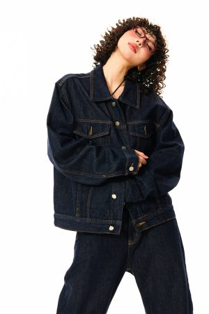 Vintage American Workwear Denim Jacket for Women - Versatile Blue Jean Jacket for Effortless 90s Y2K Style