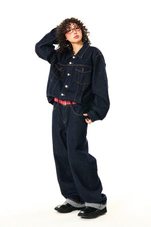 Vintage American Workwear Denim Jacket for Women - Versatile Blue Jean Jacket for Effortless 90s Y2K Style