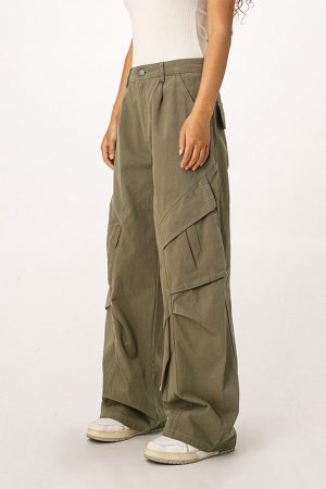 Vintage American Workwear Wide Leg Pants for Women - Casual Loose Straight Leg Trousers for Autumn Winter Fashion