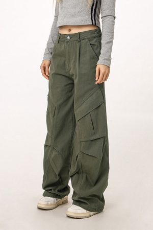Vintage American Workwear Wide Leg Pants for Women - Casual Loose Straight Leg Trousers for Autumn Winter Fashion