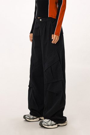 Vintage American Workwear Wide Leg Pants for Women - Casual Loose Straight Leg Trousers for Autumn Winter Fashion