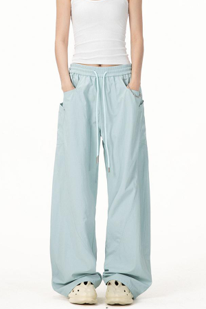 Vintage Army Green Cargo Pants for Women - 2025 Model, Loose Fit Curved Blade Design, Hip-Hop Street Style Casual Wear