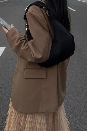 Vintage Black Crescent Tote Bag for Women - High-End Cloud Design Shoulder Bag, Chic Underarm Bag for 2023