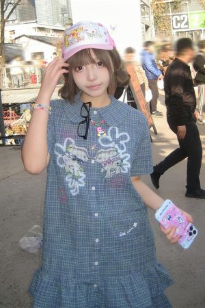 Vintage Blue Checkered Dress for Women - Summer Doll Collar Design with Lucky Little Deer, Trendy Short Skirt