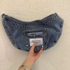 Vintage Blue Washed Denim Cowboy Half-Moon Dumpling Bag - Versatile Shoulder Crossbody Underarm Bag for Cool Y2K Style