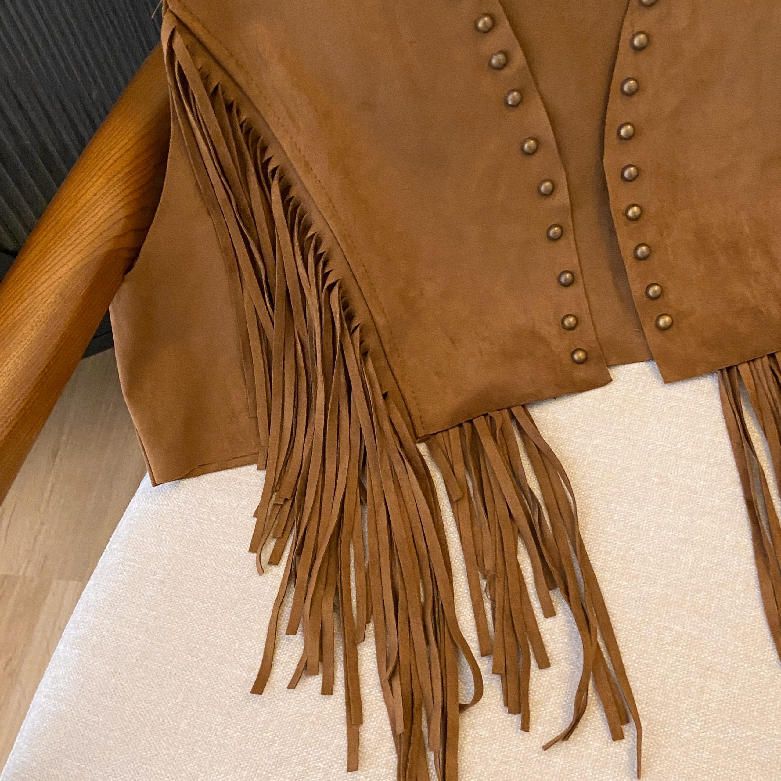 Vintage Bohemian Suede Fringe Vest for Women - Studded Short Crop Top, Prairie Style, Boho Chic Fashion Vintage Bohemian Suede Fringe Vest for Women - Studded Short Crop Top, Prairie Style, Boho Chic Fashion