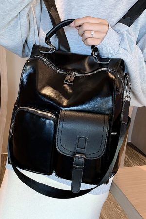 Vintage British Style Denim Soft Leather Backpack for Women, Multifunctional Large Capacity Book Bag, Ideal for Everyday Use