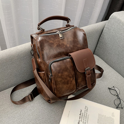 Vintage British Style Denim Soft Leather Backpack for Women, Multifunctional Large Capacity Book Bag, Ideal for Everyday Use Vintage British Style Denim Soft Leather Backpack for Women, Multifunctional Large Capacity Book Bag, Ideal for Everyday Use