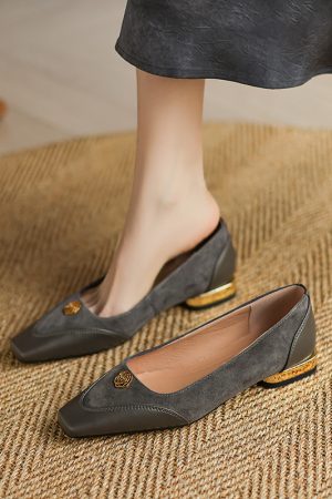 Vintage British Style Handmade Genuine Leather Flats for Women - 2025 Spring Collection, Elegant OL Commuting Footwear
