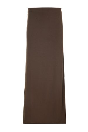 Vintage Brown Straight Retro Long Skirt for Women with Back Slit - Stylish Low Waist Design, Perfect for Y2K and 90s Fashion