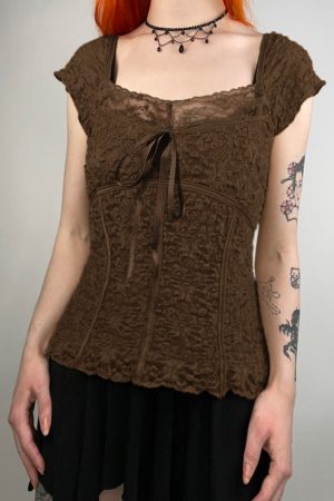 Vintage Brown Straight Retro Long Skirt for Women with Back Slit - Stylish Low Waist Design, Perfect for Y2K and 90s Fashion