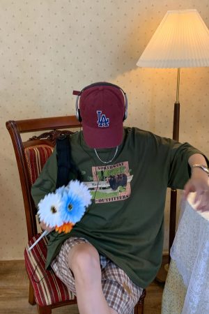 Vintage California Bear T-Shirt - Short Sleeve, Loose Fit, European American Trend, Versatile Style, Y2K Fashion