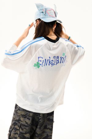 Vintage Cartoon Girl Jersey Short Sleeve T-Shirt for Women - Loose Fit V-Neck Top, Summer Casual Style