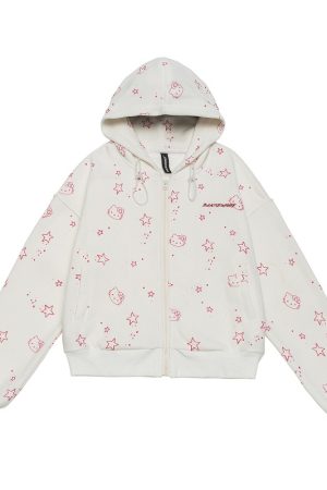 Vintage Cartoon Hooded Cardigan and Pants Set for Women - Loose Casual American Style Outfit